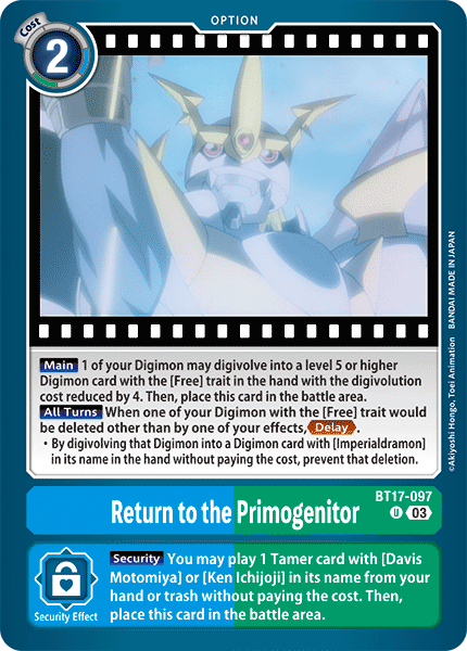 Return to the Primogenitor, BT17-097